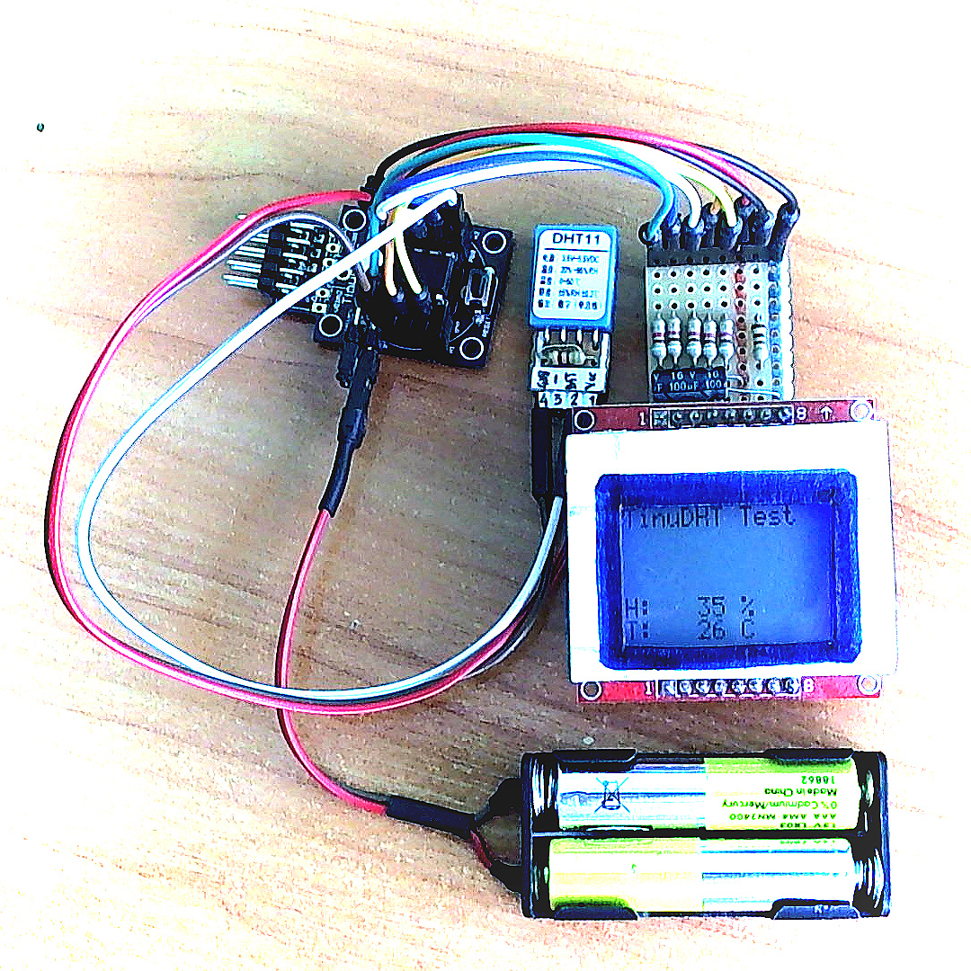 Tinusaur TinuDHT11 Library DHT11 Temperature Humidity Sensor with Nokia 5110 LCD