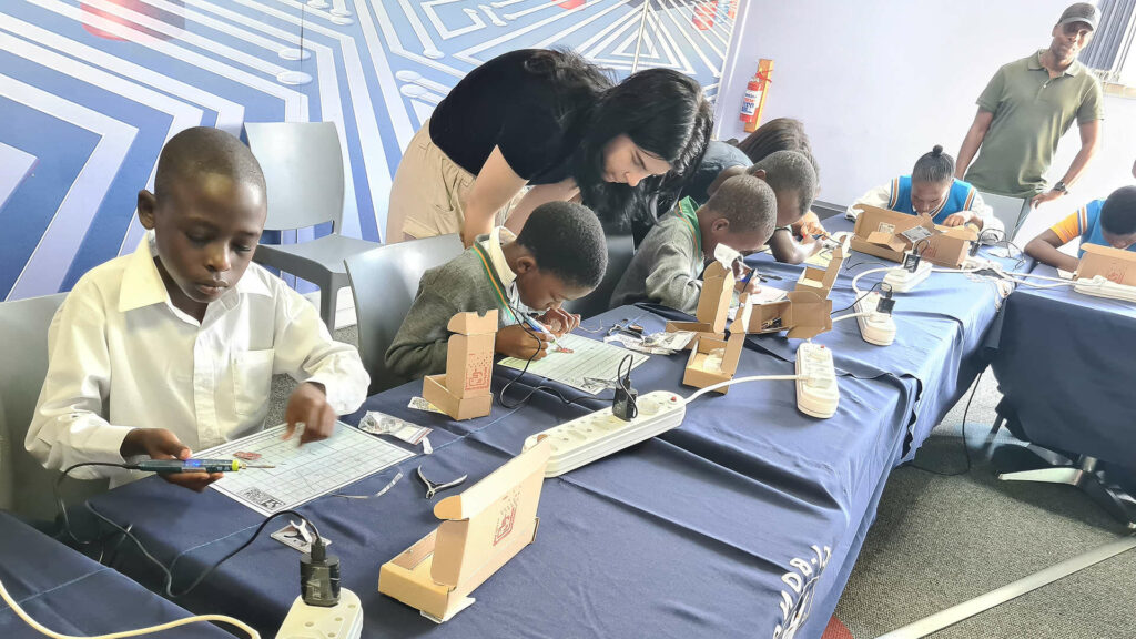 STEM workshops on electronics and robotics held by the Tinusaur Foundation in Johannesburg, South Africa