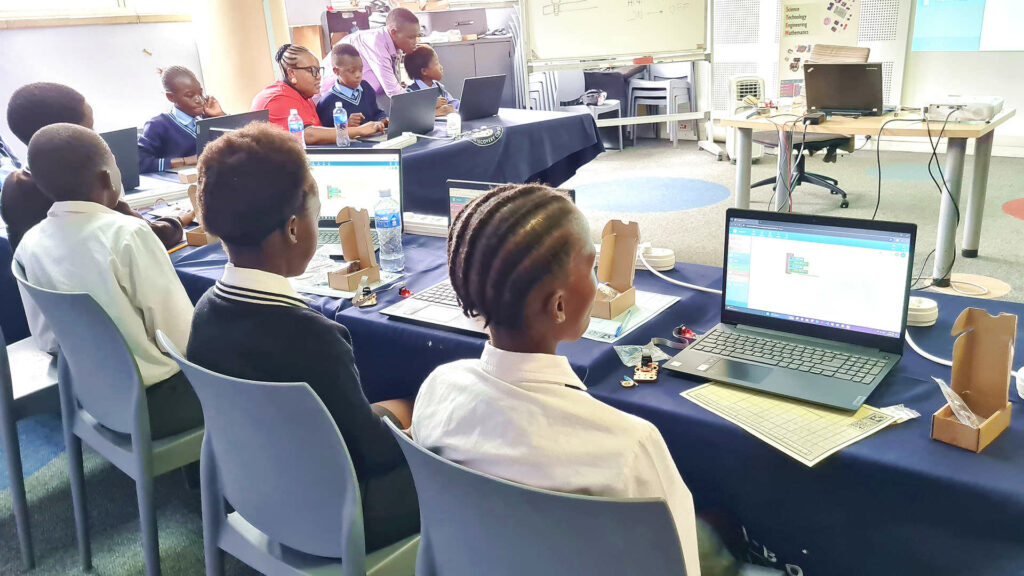 STEM workshops on electronics and robotics held by the Tinusaur Foundation in Johannesburg, South Africa